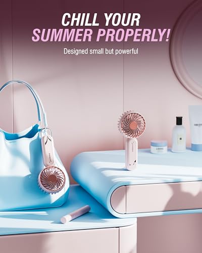 SABRENT ChillyPop Mini Portable Fan with Hanger, USB-C Rechargeable Handheld Personal Fan, 3 Speed Quiet Mini Cooling Fan,...