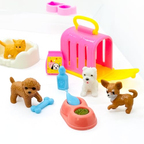 60PCS Realistic Cat & Dog Figures Playset - Educational Pet Pretend Play Toys for Kids Ages 3+, Role Play Kit with Animal ...