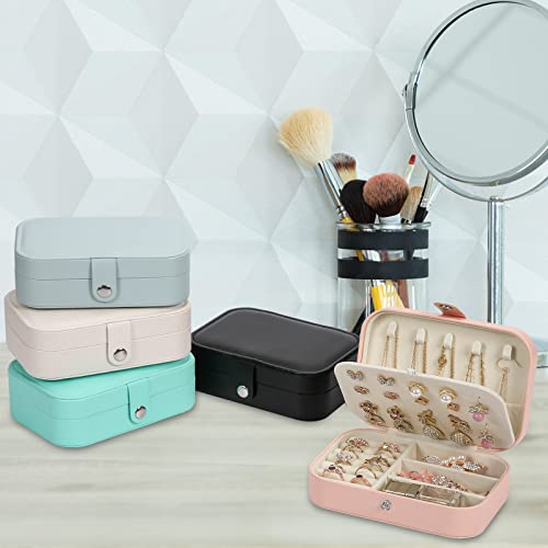 XZUZ Travel Jewelry Box, PU leather Small Jewelry Organizer For Female Girls, double layer portable mini travel case for s...