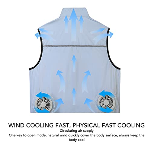 LiebeWH Body Cooling Vest Polyester Cooling Jacket 3 Speed Mode Air Conditioned Clothes with 2 Fans for Hot Weather Work