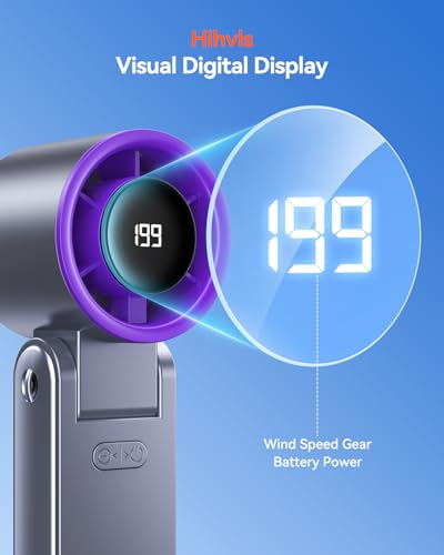 Portable Handheld Turbo Fan, 199 Gear Speed, 24 Hs Cooling Time, 5500mAh Rechargeable Mini Personal Hand Fan, Foldable Des...