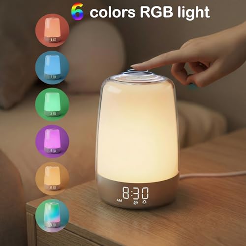 winshine Touch Wake Up Night Light with Sunrise Simulation Alarm Clock, 3 Ways Dimmable Warm White Bedside Lamp for Kid Be...