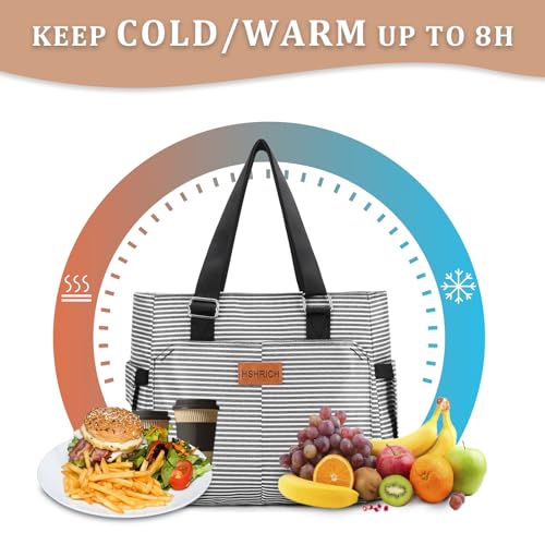 Large Women Lunch Bags/Insulated Adult Lunch Box/Leakproof Cooler Lunch Tote Bag with Storage Pocket. Reusable Lunch Purse...