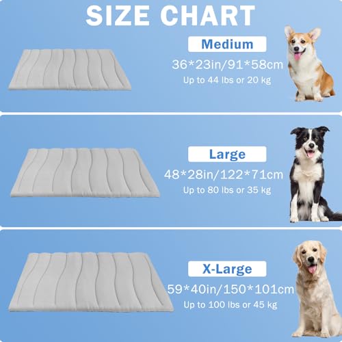 SCENEREAL Dog Cooling Mat for Crate, Thicken Self-Cooling Dog Pad Reversible (Cool & Warm), 59"x40" Pet Cool Bed for M Lar...