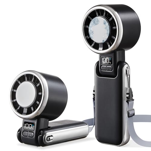 SHEWIND Portable Handheld Fan with Ice Cooling - 5 Gear High Speed Personal Turbo Fan Rechargeable, Up to 13 Hrs, Mini Han...