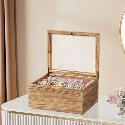 Bellaownia Bracelet Storage Box Holds Up to 150 Bangles, Bracelet Organizer with Clear Lid & Rods, Jewelry Display Case fo...