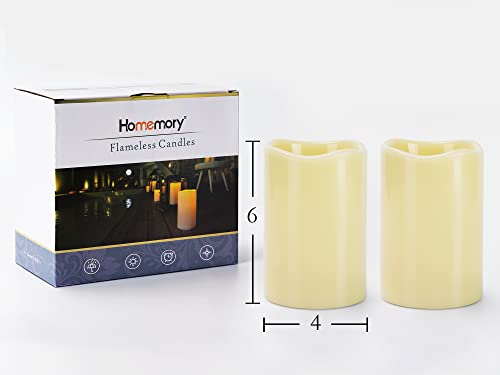 Homemory 4" x 6" Large Waterproof Outdoor Flameless Candles, Battery Operated Flickering LED Pillar Candles with Remote an...