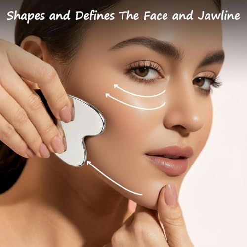 isork Gua Sha Facial Tools Capable of Facial Sculpting Big Size,304L Stainless Steel Metal Gua Sha Lymphatic Drainage Mass...