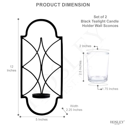Hosley Set of 2 12 Inch High Iron Tealight Candle Wall Sconces Ideal Gift for Wedding Special Occasion Spa Aromatherapy Ha...