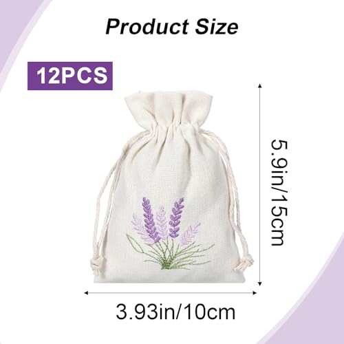 12 PCS Small Burlap Gift Bags Lavender Sachet Bags Lavender Sachet Jewelry Bag Drawstring Cotton Linen Pouch Mini Drawstri...