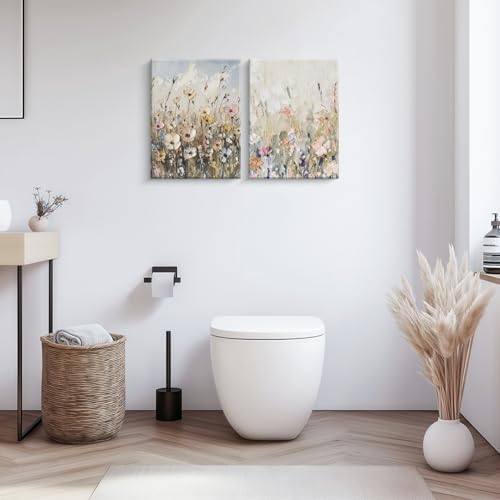 Framed Plants Wildflowers Canvas Wall Art Vintage Floral Painting Poster Pictures Gallery-Quality Prints Living Room Bedro...