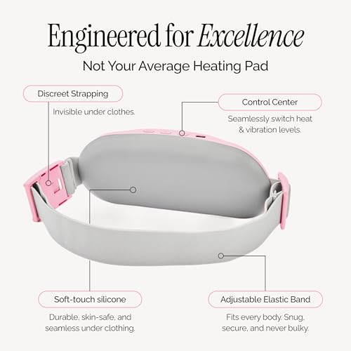 Menstrual Heating Pad for Period Cramps – Portable Heating Pad for Period Cramps Relief with Heat & Massage, Wearable Cord...