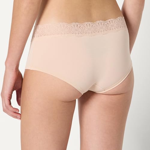 Amazon Essentials Women's Peached Microfiber Lace Trim Boyshort, Pack of 6