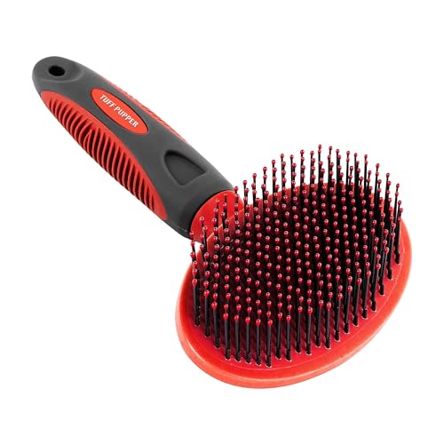 Tuff Pupper Round Bristle Soft Brush for Dogs and Cats | Gentle Grooming for Short or Long Hair | Soft Pin Tool for Sensit...