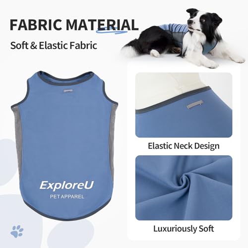 ExploreU Dog Shirt, Cooling Vest Lightweight Breathable, Dog T-Shirts All-Season UV Protection Pet Clothes Quick Dry Soft ...