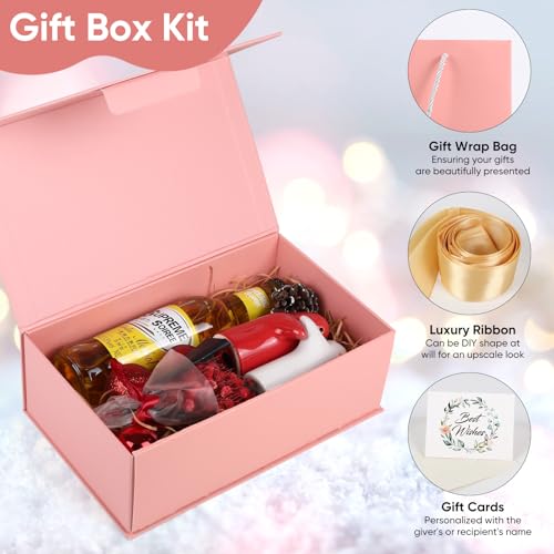 YEEHONG Pink Gift Box for Presents, 9.8x5.9x3.4'' Small Gift Boxes with Lids, Bridesmaid Gifts Boxes, Cute Box, Birthday G...