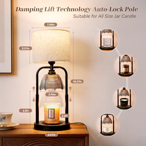 Safe Candle Warmer Lamp for Kids/Pets Flameless Electric Wax Melt Warmer Lamp for Large 3 Wicks Jar Candles with Long Last...
