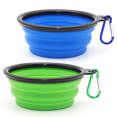 Dog Bowl Pet Collapsible Bowls, 2 Pack for Cats Dogs, Portable Pet Feeding Watering Dish for Walking Parking Traveling wit...