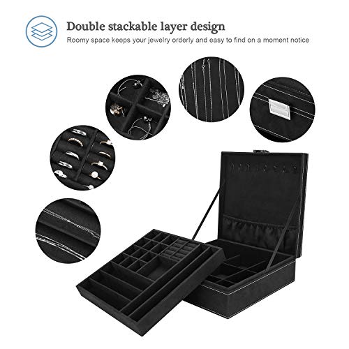 ProCase Velvet Jewelry Box Organizer for Women Father's Day, 2 Layer Jewelry Display Storage Holder Case for Necklace Earr...