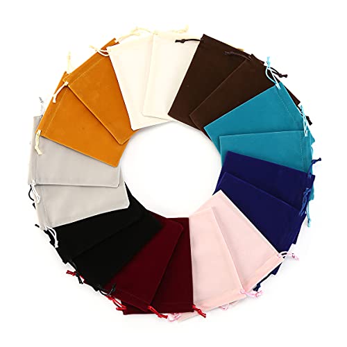 YoungJewl 25Pcs Velvet Jewelry Bags With Drawstring Beige Pouches Gift Bags for Wedding Favors Party Christmas Candy Bags(...