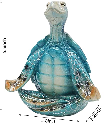 VVGIFTS Sea Turtle Meditation Yoga Decor, Garden Figurine Sea Turtle Meditating Coastal Beach Decorations, Zen Yoga Resin ...