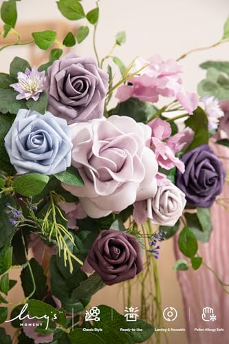 Ling's moment 2PCS Purple Artificial Flower Garland Wedding Arch Flowers Lilac Floral Swags Table Centerpieces Lavender Gr...