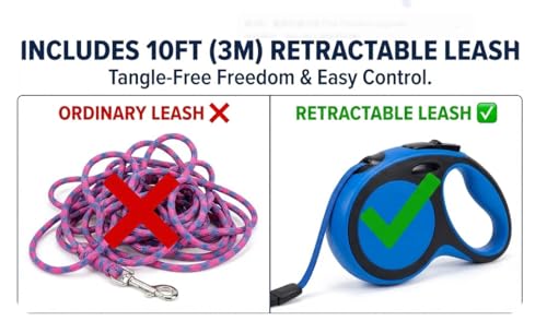 [3-Piece Set] Escape Proof Small Pet Harness and Leash - 10ft (3m) Retractable Lead & 2 Adjustable Rope Vests for Kittens,...