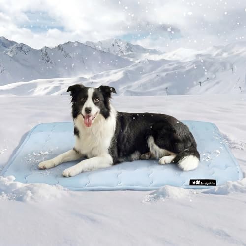 Luciphia Premium Dog Cooling Mat Non-Slip Q-MAX>0.5 Self-Cooling Pad for Small Pet Cat Indoor Portable Kennel Puppy Bed fo...