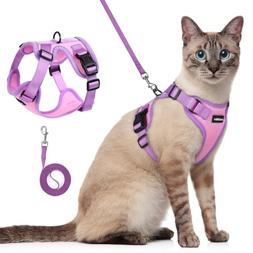 rabbitgoo Cat Harness and Leash Set, Escape Proof Soft Adjustable Vest Harnesses for Outdoor Walking, Easy Control Breatha...