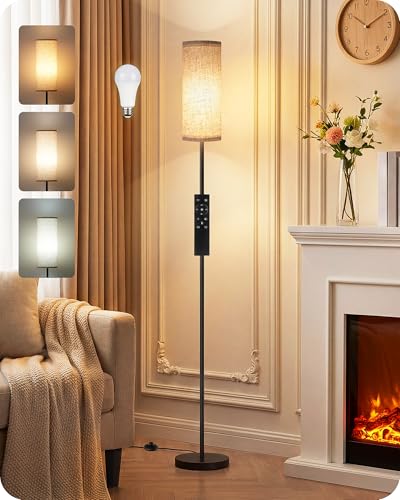 64.4” Dimmable Floor Lamp for Living Room with Remote and Foot Switch, Modern Standing Tall Lamp, Corner Floor Lamp for Be...