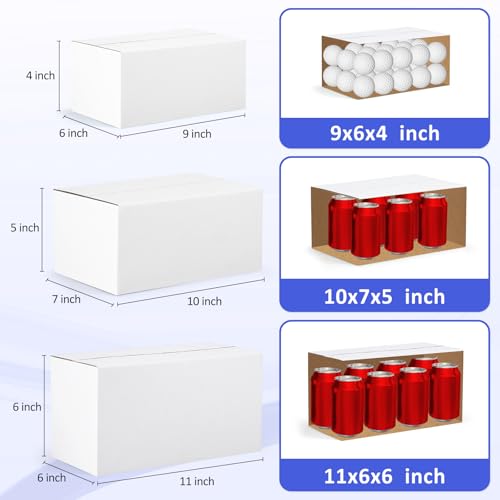 Eupako 12 Pack Small Shipping Boxes Assorted Sizes, White Corrugated Box Mailers, 9x6x4 & 10x7x5 & 11x6x6 4 PCS Each Small...
