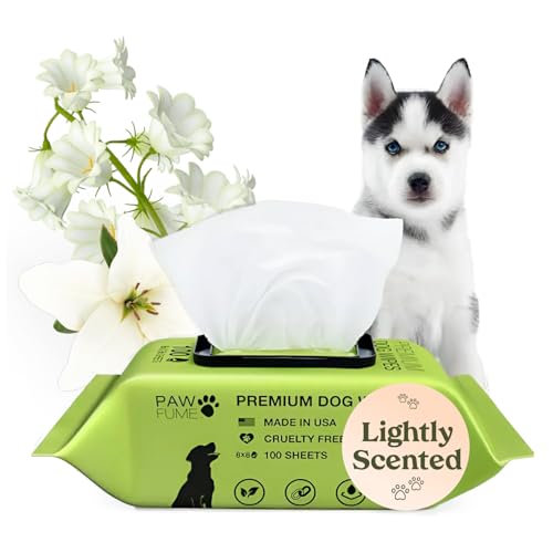 Pawfume Dog Wipes 100 Count, Pet Wipes – Hypoallergenic & Gentle Dog Wipes for Eyes, Face, Butt, and Paws – Cleaning & Deo...