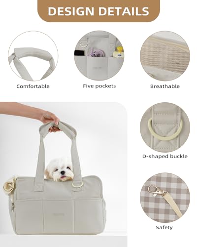 ONECUTE Dog Purse Carrier for Small Dogs Rabbit cat with Large Pockets, Cotton Bag, Dog Carrier Soft Sided, Collapsible Tr...