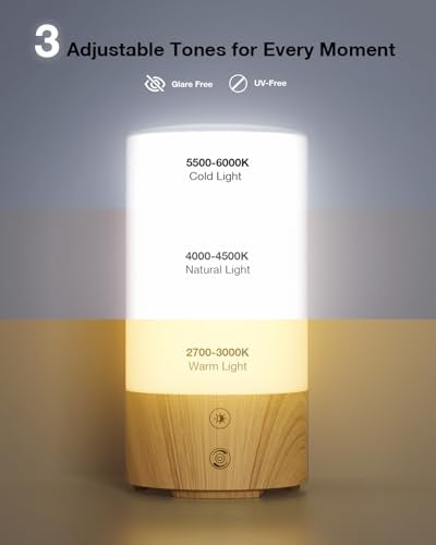 Geecent Light Therapy Lamp 10000 Lux Sun Lamp, UV-Free with 3 Color Temperatures, 4 Brightness & Timer, Remote Control, Su...