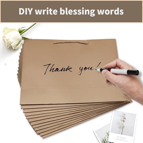 KeerxunBag The comes with 12 champagne-colored gift bags, including 24 jelly papers, 12 thank-you cards and 12 ribbons, ma...