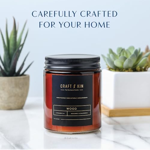 Craft & Kin Scented Candles for Men | Premium Wood Candle | All-Natural Scent for Home | Long Lasting Holiday Candles with...