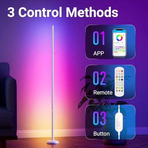 TJOY 2 Pack Smart Floor Lamps for Ambient Lighting, Crystal Joint Design, Modern LED Corner Light with Remote&APP Control,...