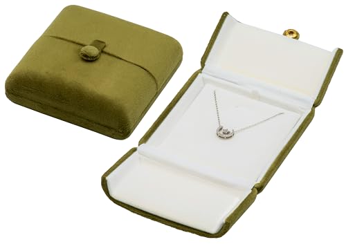 Giftop Velvet Necklace Pendant Gift Box Jewelry Display Storage Case (Olive Green)