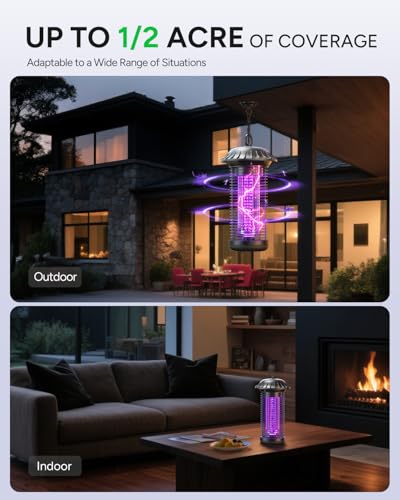 Buzbug LED Bug Zapper Indoor Outdoor, Up to 50000 Hrs Lifespan Lamp, Energy Saving & Dual Band Attraction, 5.6 ft Power Co...