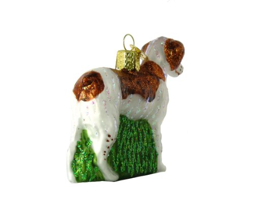 Old World Christmas Brittany Spaniel Glass Blown Ornament for Christmas Tree, Handcrafted Holiday Decoration, Dog Collection