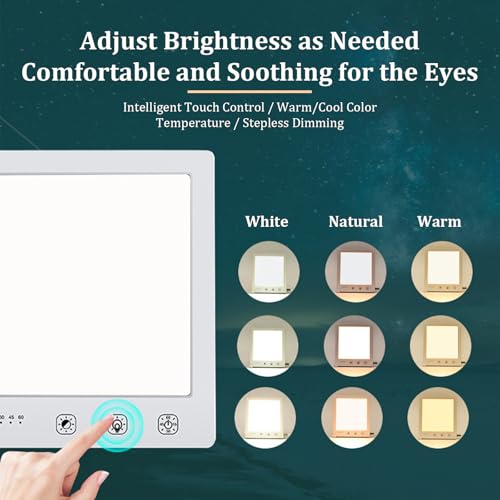 Lumo Therapy Light Therapy Lamp - 10000 Lux HappyLight, UV-Free LED Bright White Light with Adjustable Brightness, Timer &...