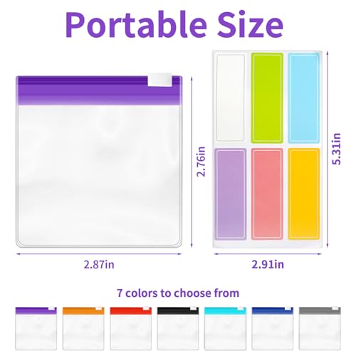 Mini Zipper Pouch Set–14 Small Reusable Clear Zip Lock Bags with Writable Labels for Travel,Medicine,Makeup,Pills,Tiny Cos...
