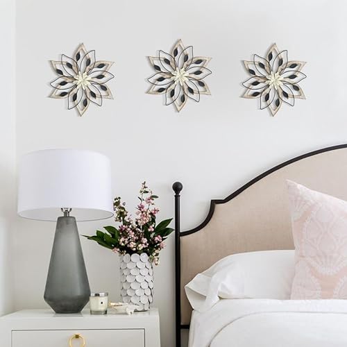Remenna Whitewash Flowers Wood Wall Decor, Metal Rustic Wall Art Farmhouse Wall Decorations Multiple Floral Hanging Decor ...
