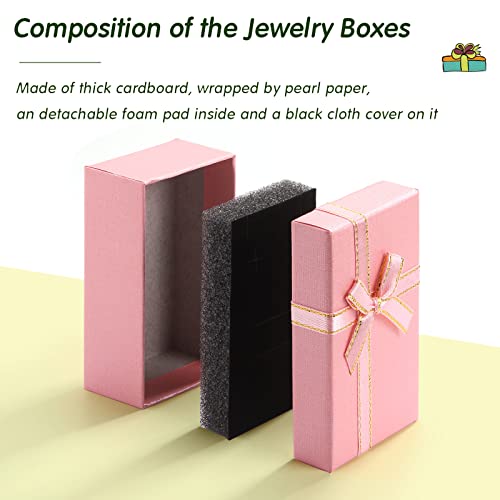 Marspark Small Jewelry Gift Boxes Bulk Empty Gift Box with Bows Necklace Bracelet Packaging Boxes for Birthday Wedding Par...