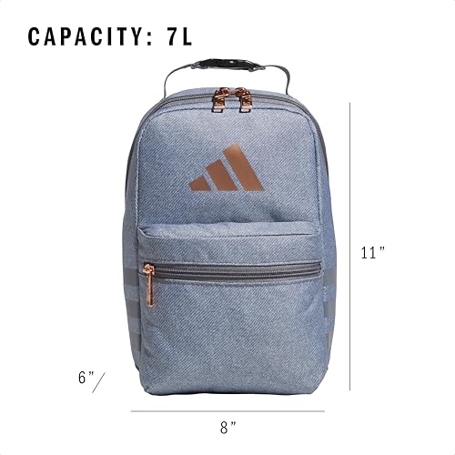 adidas Kids Santiago Lunch Bag – Insulated Cooler Lunchbox for Girls & Boys, 8L, Adi Heart Melange Chalk White/Bliss Pink/...