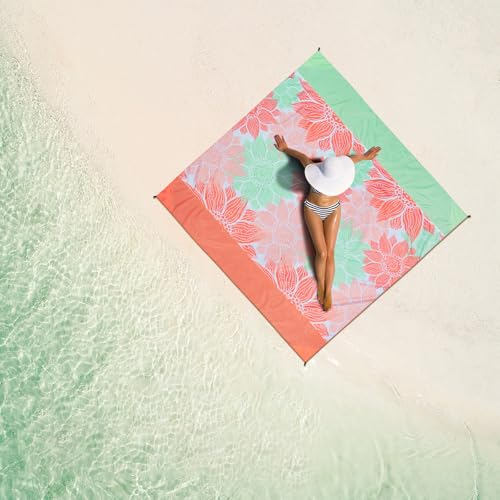 HIHOHO Beach Blanket Waterproof Sandproof Extra Large Beach Mat 79" X 83"/120"x108"for 1-8 Adults Quick Drying Durable Out...