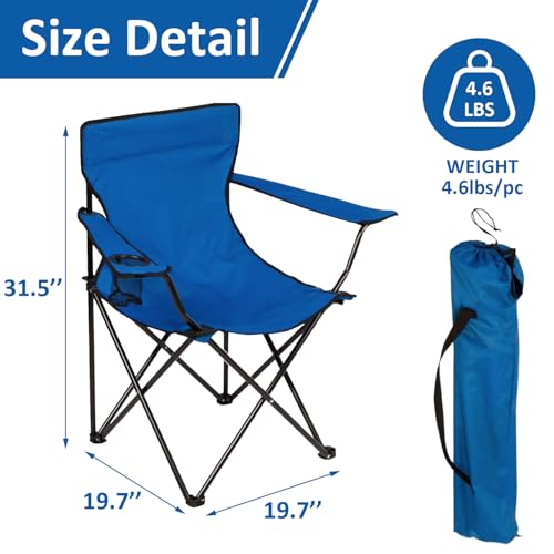 SAILARY Folding Camping Chair with Cup Holder, 225lbs Capacity, Portable Foldable Chair with Large Anti-Sink Feet, PE Coat...