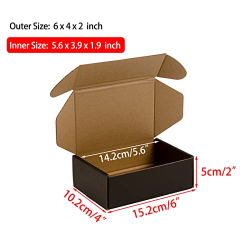 Sodissa 6x4x2 Inches Shipping Boxes Pack of 25, Packaging Corrugated Cardboard Mailer Boxes for Small Bussiness, Black
