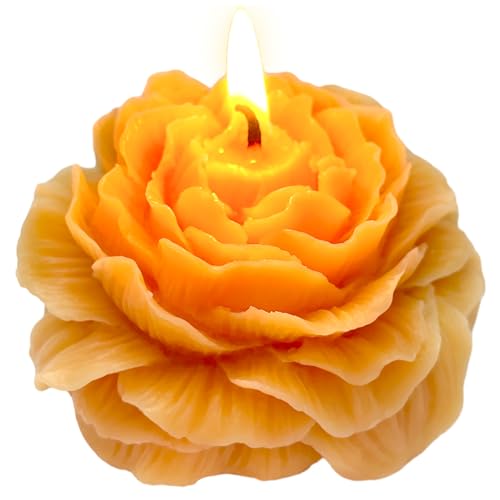 Light-Orange Peony Flower Shape Candles for Women - Aromatic Pastel Aesthetic Candle with Jasmine Fragrance - Christmas Gi...