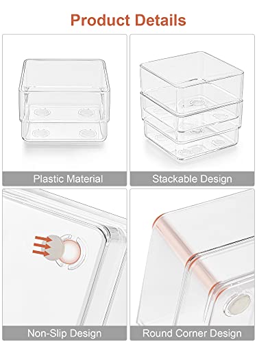SMARTAKE 13-Piece Drawer Organizer with Non-Slip Silicone Pads, 5-Size Desk Drawer Organizer Trays Storage Tray for Makeu...